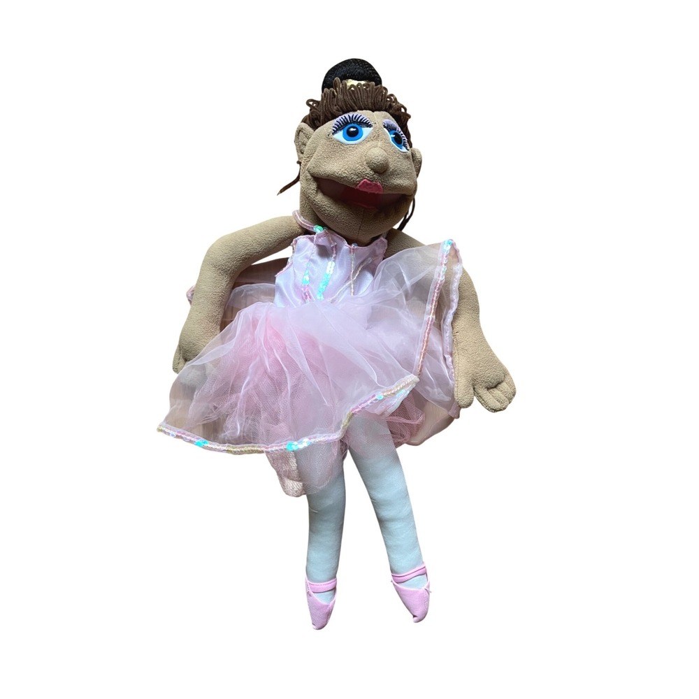 Melissa & Doug Ballerina Hand Puppet Pink Sequined Tutu 21 inch Plush